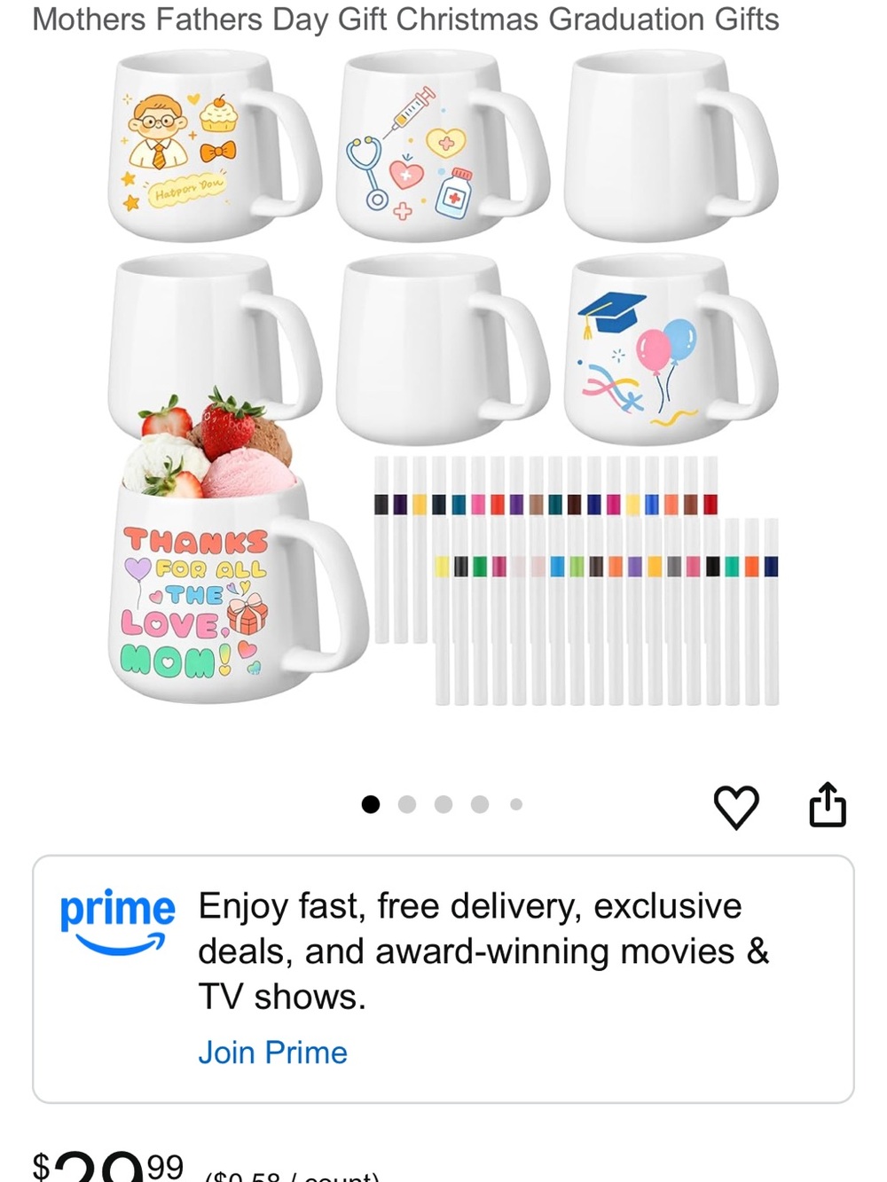 DIY White Ceramic Mug Set with Colorful Markers - White